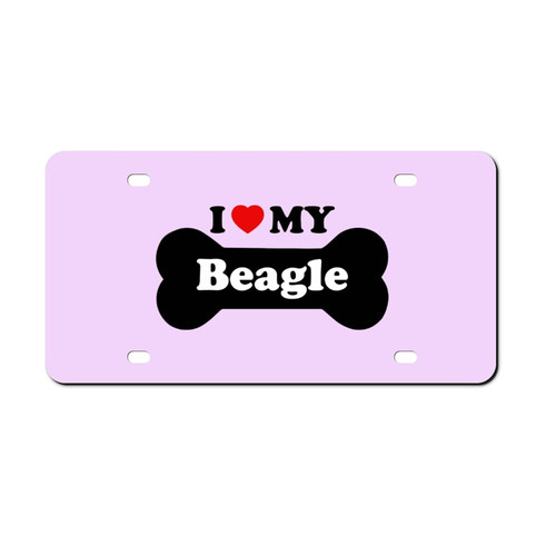 I Love My Beagle Car Front License Plate Aluminum Rust-Proof Plates Tag Decorative for Men Women