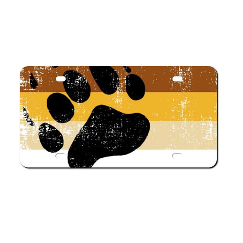 Bear Gay Pride Flag Car Front License Plate Aluminum Rust-Proof Plates Tag Decorative for Men Women