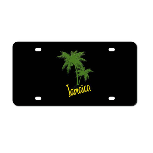 Palm Tree Jamaica Car Front License Plate Aluminum Rust-Proof Plates Tag Decorative for Men Women