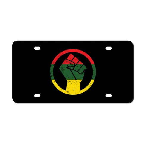 Rasta Black Power FIST Fits Car Front License Plate Aluminum Rust-Proof Plates Tag Decorative for Men Women