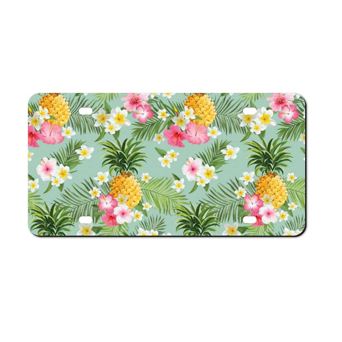 Tropical Palm Pineapple Car Front License Plate Aluminum Rust-Proof Plates Tag Decorative for Men Women