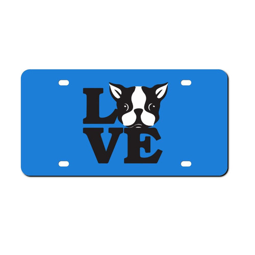 I Love Boston Terriers Car Front License Plate Aluminum Rust-Proof Plates Tag Decorative for Men Women
