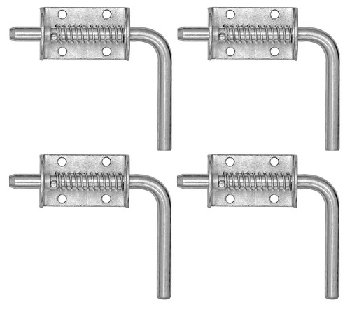 Buyers Products B2575 Spring Latch Assembly W/ 1-38" Handle, 4-Pack Spring Loaded Latch Pin Without Keeper, Zinc Plated Latch for Gate Latch, Utility Latch, Trailer Latch, Cage Latch