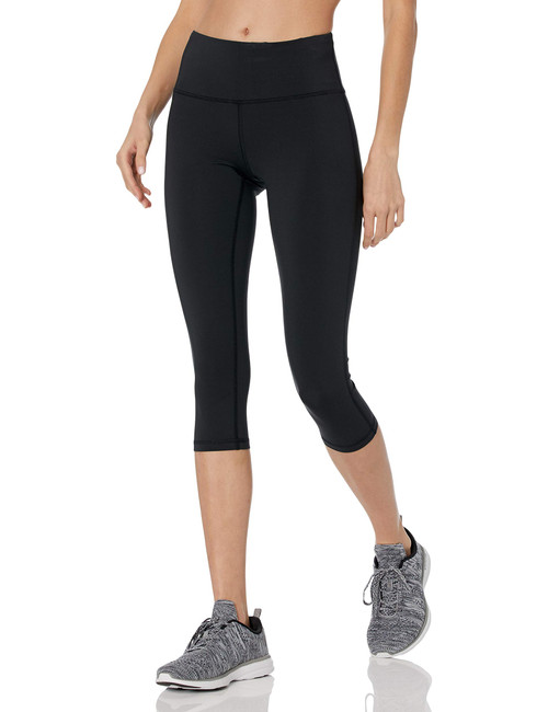 Amazon Essentials Women's Active Sculpt Mid Rise Capri Legging, Black, Medium