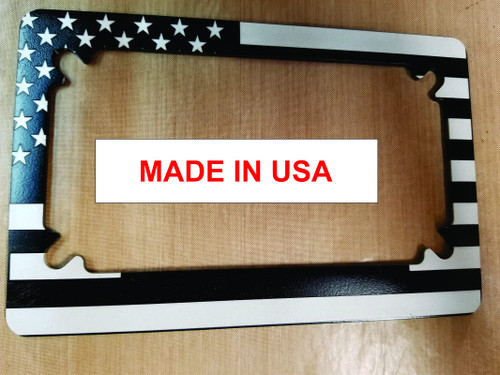 American Flag Motorcycle Billet Aluminum License Plate Frame-Black
