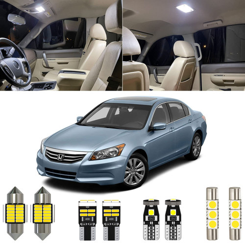 Xpismii 12 Piece 6000K White Accord Interior LED Light Kit Package Replacement for Honda Accord 2003 2004 2005 2006 2007 2008 2009 2010 2011 2012, with Placement Diagram and Install Tool