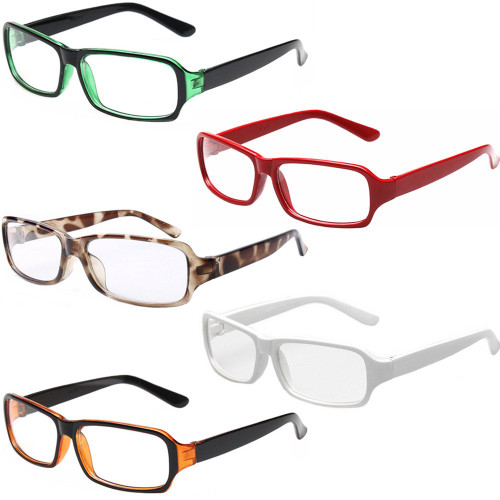 FancyG Vintage Inspired Classic Retro Style Rectangle Shape Glasses Frame Clear Lens Eyewear 5 Pieces Color Set111
