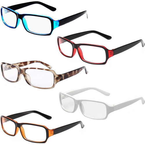 FancyG Vintage Inspired Classic Retro Style Rectangle Shape Glasses Frame Clear Lens Eyewear 5 Pieces Color Set95
