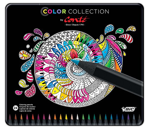 BIC Color Collection by Conte Coloring Pencil, Assorted Colors, 24-Count