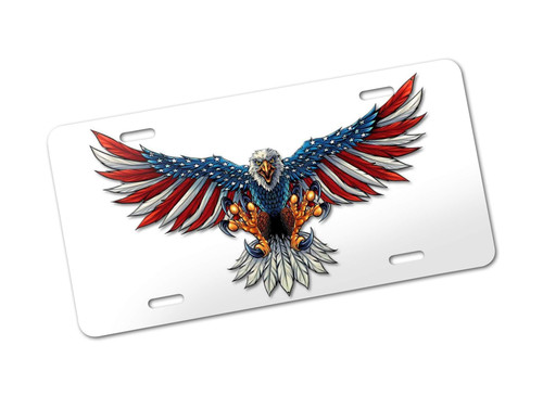 WSQ American Eagle Flag License Plate Cover Auto Car Tag Aluminum Metal Front Plate Cover Frame for Car HS128LP