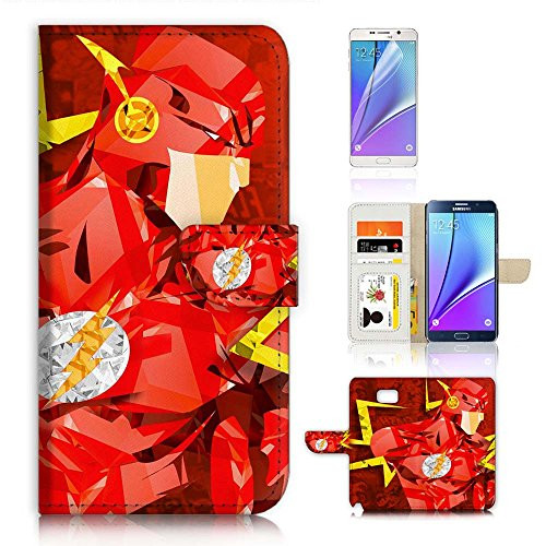 (For Samsung Note 5, Galaxy Note 5) Wallet Case Cover & Screen Protector Bundle! A4265 Flash Super Hero