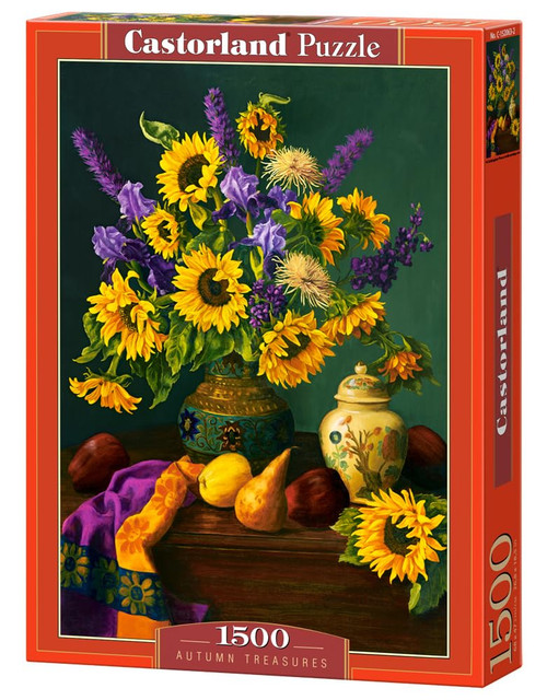 CASTORLAND 1500 Piece Jigsaw Puzzles, Autumn Treasures, Still Nature Puzzle, Sunflowers in a vase, Adult Puzzle, Castorland C-152063-2 CASTORLAND 1500 Piece Jigsaw Puzzles, Autumn Treasures, Still Nature Puzzle, Sunflowers in a vase, Adult Puzzle, Castorland C-152063-2