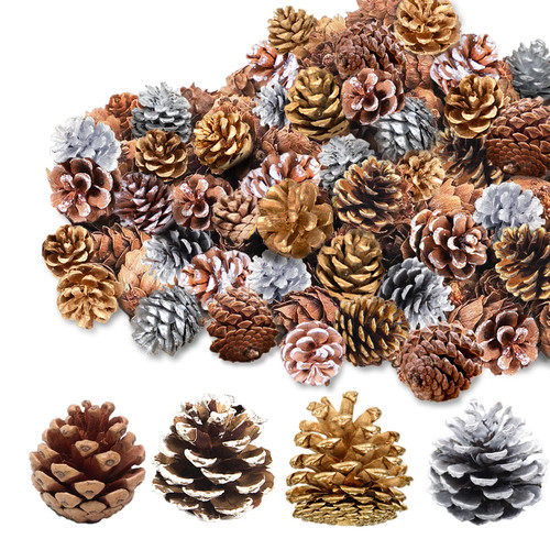 ALMOXVYE 144 Pcs Natural Pine Cones, Christmas Pinecones Ornaments, Rustic Pine Cone Decorations for DIY Crafts, Home, Thanksgiving, Christmas, Halloween, Craft, Wedding