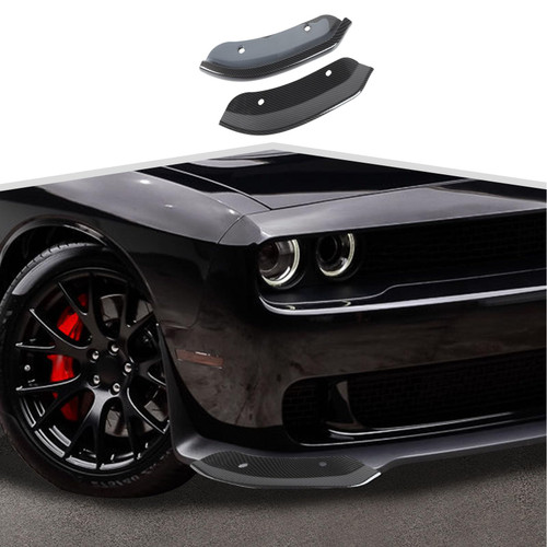 Amayum Front Bumper Lip Splitter Protector Cover Compatible with 2015-2023 Dodge Challenger SRT, SRT Hellcat, SRT 392, Scat Pack(Carbon Fiber Look)