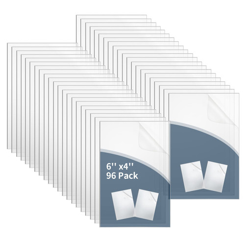 96 Pack Clear Acrylic Sheets Plexiglass Sheets 6x4-0.04 Inch Thick Clear Plastic Sheet Transparent Plexi Glass PET Panels with Protective Paper for DIY Craft Projects, Replacement Picture Frame