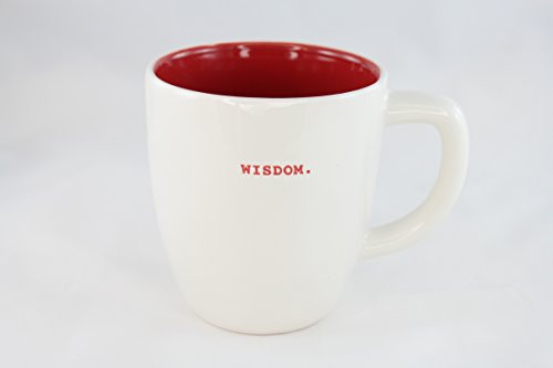 Rae Dunn Magenta Ceramic Coffee Mug Wisdom. - Cream/Red