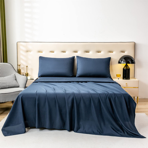 Bedlifes King Sheet Set- Ultra Soft Sheets-Luxury-Breathable-16 Deep Pocket- 1800 Thread Count Percale Egyptian Microfiber Bed Sheets Wrinkle, Fade and Stain Resistant King Size Navy 4 Pieces