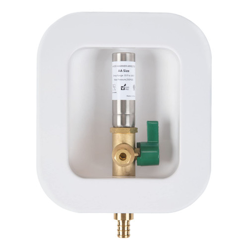 Lingmfg Ice Maker Outlet Box PEX Crimp with Hammer Arrestor, 1/2 inch Crimp PEX 1807, Connection 1/4 Inch Ice Maker Hose, Water Valve Box Inlet Compression Cover Old Work