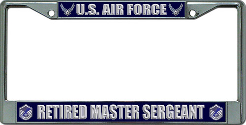 U.S. Air Force Retired Master Sergeant Chrome License Plate Frame U.S. Air Force Retired Master Sergeant Chrome License Plate Frame