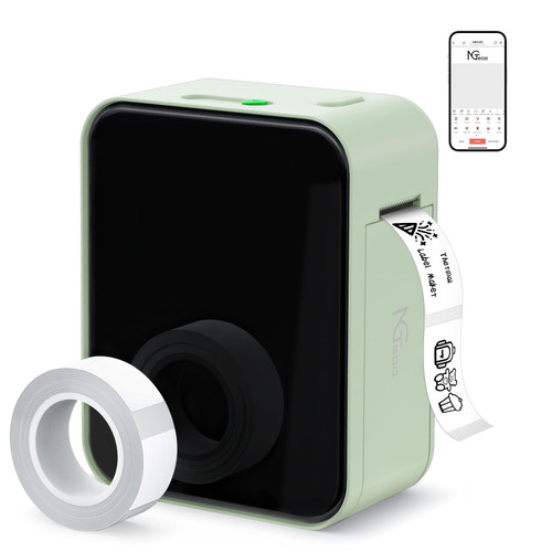 NGTeco Label Maker Machine with Tape, Portable Bluetooth Label Printer, Wireless Handheld Sticker Mini Labeler Multiple Templates Font Icon Easy to Use for Office Home(Green)