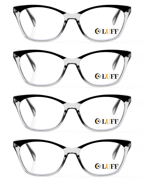 LUFF Cat Eye Reading Glasses for Women - 5 Pairs Blue Light Blocking Computer Readers with Spring Hinge,Fashion HD Eyeglasses Anti Eyestrain(1.5X)
