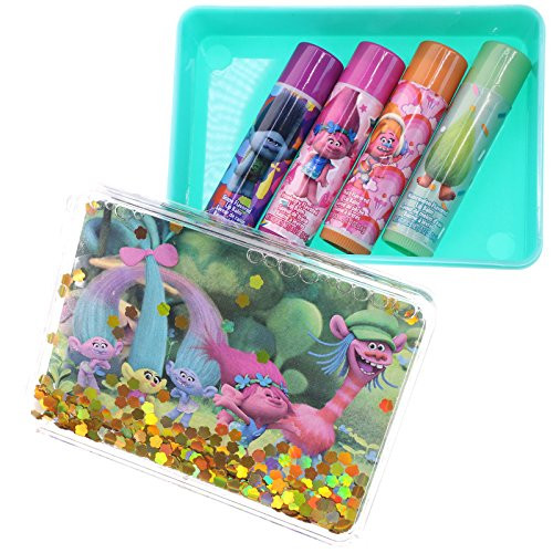 UPD Townley Girl DreamWorks Trolls Super Sparkly Lip Balm for Girls, with Decorative Carrying tin