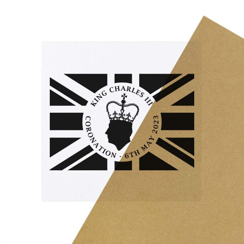 Azeeda 6 x 'King Charles Coronation Union Jack Flag' Clear Stickers (SK00054802)