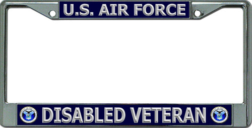 U.S. Air Force Disabled Veteran Chrome License Plate Frame U.S. Air Force Disabled Veteran Chrome License Plate Frame