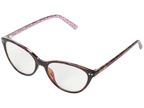 Kate Spade New York Women's Roanne Blue Light Readers Cat Eye Reading Glasses, Dark Havana/Demo Lens, 54mm, 16mm + 2