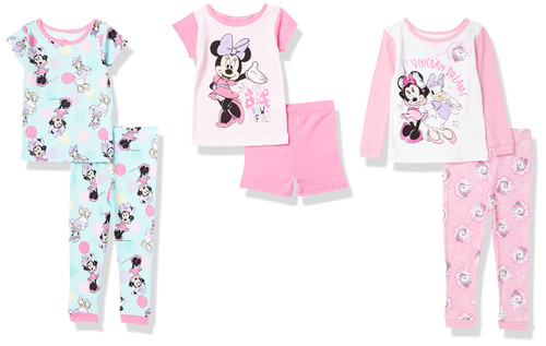 Disney Girls' Minnie Mouse 6-Piece Snug-Fit Cotton Pajamas Set, UNICORN DREAMS, 2T