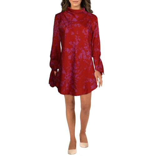 Free People Womens Satin Short Mini Dress Red XS