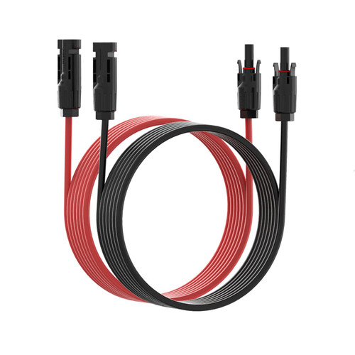 ELFCULB Solar Panel Extension Cable - 1Pair 10AWG 20FT Solar Extension Cable Black ? Red, Solar Panel PV Cable Wire with Male/Female Connectors