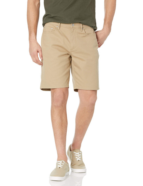 Amazon Essentials Men's Straight-Fit 9" Inseam Stretch 5-Pocket Short, Khaki Brown, 36