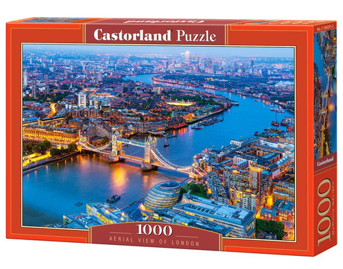 CASTORLAND 1000 Piece Jigsaw Puzzle, Aerial View of London, England Puzzle, Big Ben and River Thames Puzzle, Adult Puzzle, Castorland C-104291-2