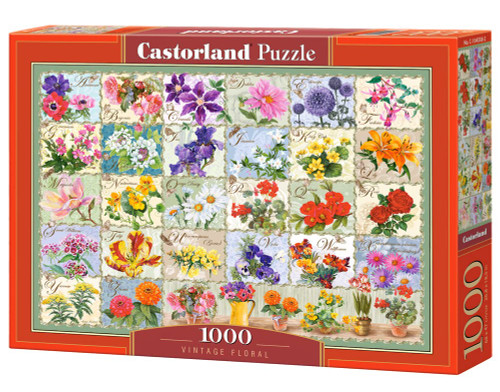 CASTORLAND 1000 Piece Jigsaw Puzzle, Vintage Floral, Flower Collage, Flower Puzzle, Adult Puzzle, Castorland C-1043381-2 CASTORLAND 1000 Piece Jigsaw Puzzle, Vintage Floral, Flower Collage, Flower Puzzle, Adult Puzzle, Castorland C-1043381-2