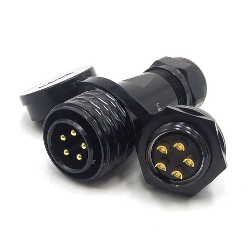 FORTTAR WEIPU SA20 Series 5 pin Waterproof Connector, IP67 5 Wire Aviation Industrial High Voltage Electrical Heavy Circular Connector Plug Socket, Black (Thread nut Panel Mount, 5 Pin)