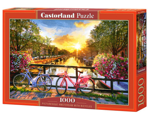 CASTORLAND 1000 Piece Jigsaw Puzzle, Picturesque Amsterdam with Bicycles, European Puzzle, Adult Puzzle, Castorland C-104536-2 CASTORLAND 1000 Piece Jigsaw Puzzle, Picturesque Amsterdam with Bicycles, European Puzzle, Adult Puzzle, Castorland C-104536-2