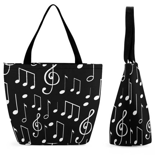 Music Notes Notation Sketches Women's Tote Bags Large Handbags Casual Shoulder Bag For Shopping Outdoor Activity