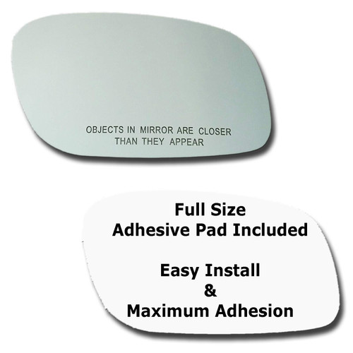Mirror Glass + Full Size Adhesive Pad for 1998-2011 Lincoln Town Car Passenger Side Replacement (1998 1999 2000 2001 2002 2003 2004 2005 2006 2007 2008 2009 2010 2011)