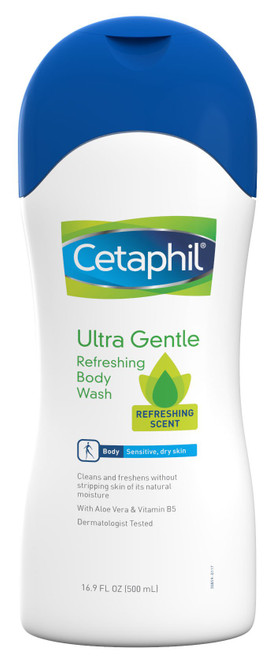 Cetaphil Ultra Gentle Body Wash, Refreshing Scent, 16.9 Ounce (Pack of 3)