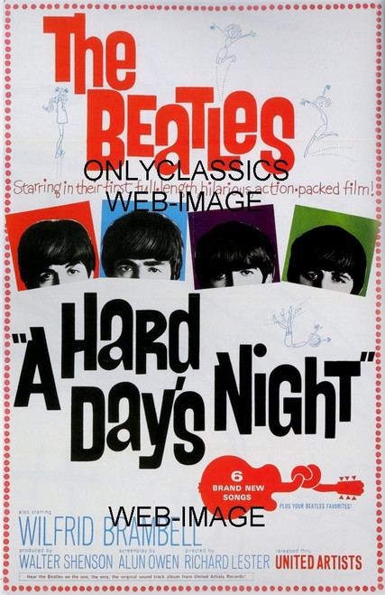 OnlyClassics 1964 The Beatles A Hard Days Night Movie Poster George Paul John Ringo Rock-ROLL