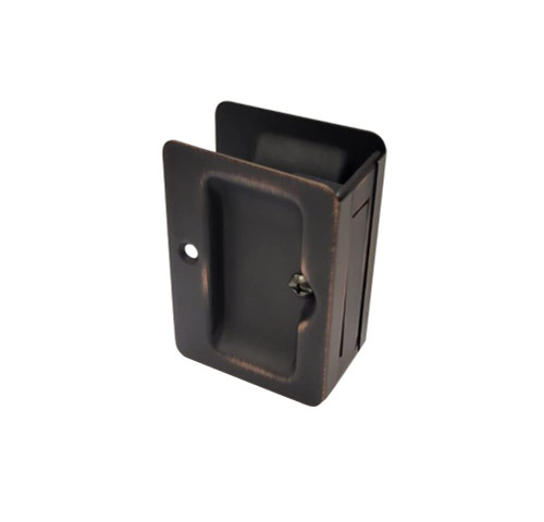 QCAA Premium Quality Solid Brass Rectangular Pocket Sliding Door Pull, Passage Lock, 3-1/4''X2-1/4'', Aged Classic Bronze, 1 Pack, Made in Taiwan