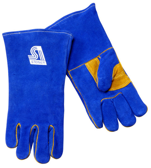 Steiner 2519B-S Welding Gloves, Blue B-Series, Side Split Cowhide, Foam Lined Back, Small