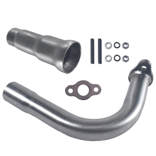 jtfrkope New upgradation Exhaust Muffler Pipe & Bell mouth exhaust extension pipe and gasket nut kit for 2 stroke 49cc 60cc 66cc 80cc Engines Gas Motorized Bicycle Motor Bikes Silver