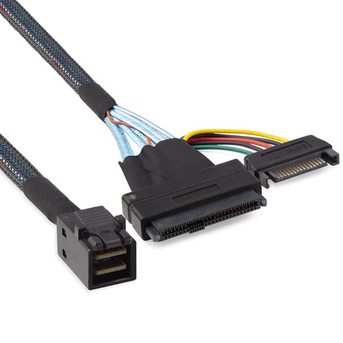 10Gtek# 12G Internal Mini SAS SFF-8643 to U.2 SFF-8639 NVMe SSD Cable with 15 pin Male SATA Power Connector, PCIe 4.0, 85 Ohm, 1.6ft/0.5m