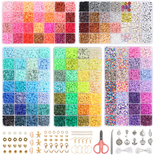 QUEFE 16860pcs, 128 Colors Clay Beads for Bracelet Making Kit Flat Round Polymer Clay Heishi Spacer Beads for DIY Crafts Necklace Jewelry Making Gifts QUEFE 16860pcs, 128 Colors Clay Beads for Bracelet Making Kit Flat Round Polymer Clay Heishi Spacer Beads for DIY Crafts Necklace Jewelry Making Gifts