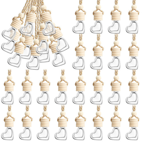 50 Pcs Hanging Car Air Freshener Car Diffuser Bottles Empty Glass Perfume Bottles Air Freshener Diffuser Bottle Pendant for Essential Oils Fragrance Aromatherapy Bottle Ornament (Heart, Clear) 50 Pcs Hanging Car Air Freshener Car Diffuser Bottles Empty Glass Perfume Bottles Air Freshener Diffuser Bottle Pendant for Essential Oils Fragrance Aromatherapy Bottle Ornament (Heart, Clear)