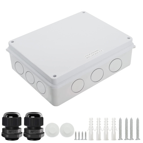LeMotech Junction Box with Reserved Holes ABS Plastic Electrical Box IP65 Waterproof Dustproof Project Enclosure for Electronics White 10 x 7.9 x 3.1 inch