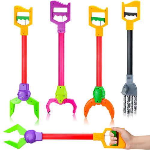 Wettarn 4 Pcs Interactive Toy Grabber Robot Hand and Robotic Claw Grabber Toy Robot Arm Toys Claw Grabber Pick up Tool for Fun Early Learning Hand Eye Coordination Play Grabbing, 19.7 Inch Long Arm