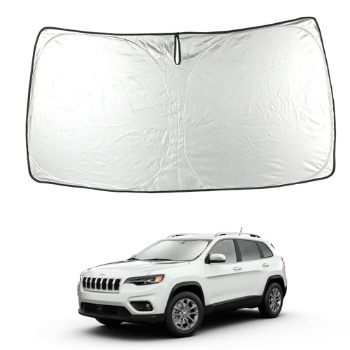 Windshield Sunshade Compatible with Jeep Cherokee SUV 2023 2022 2021 2020 2019 2018 2017 2016 2015 2014 Front Sun Shade Heat Shield Custom-fit Protector Foldable Sun Visor